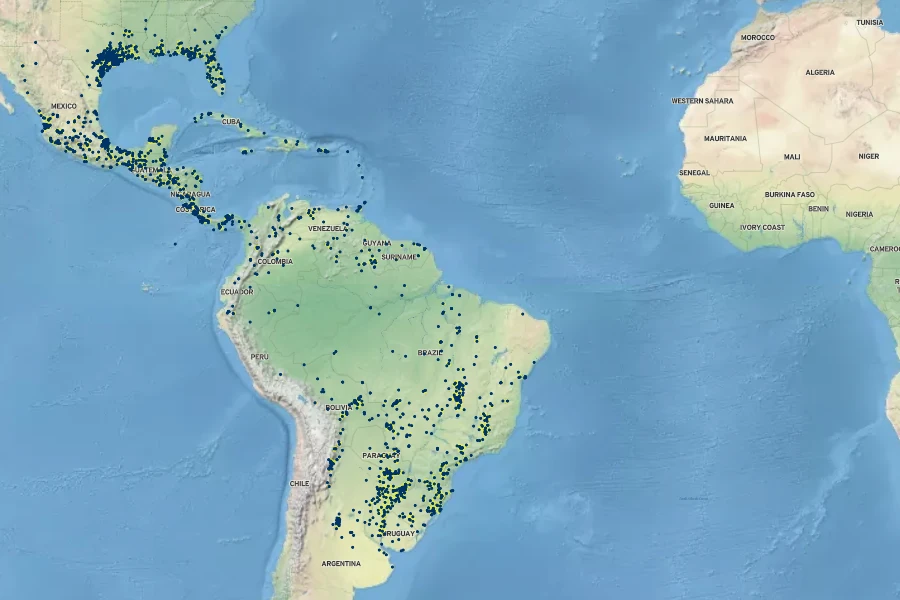 Paspalum plicatulum Native Range