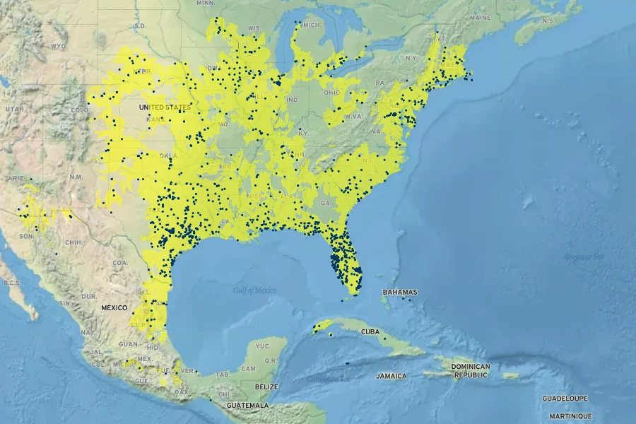 Paspalum setaceum Native Range
