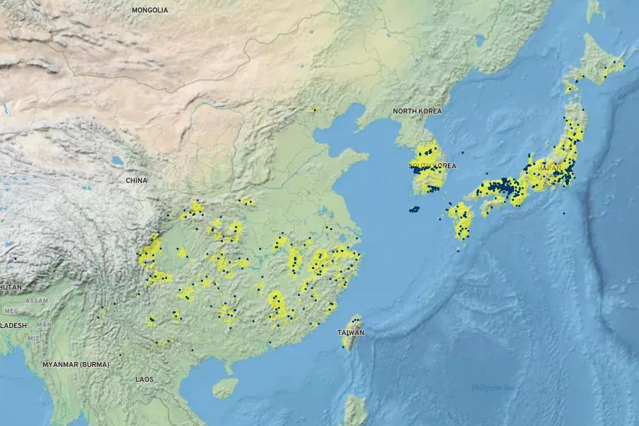 Paspalum thunbergii Native Range