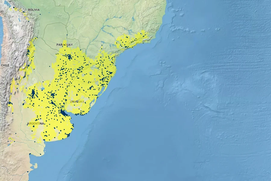 Passiflora caerulea Native Range