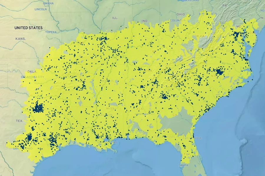 Passiflora lutea Native Range