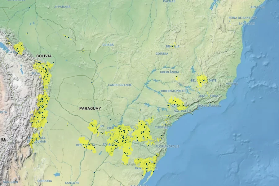 Passiflora tenuifila Native Range
