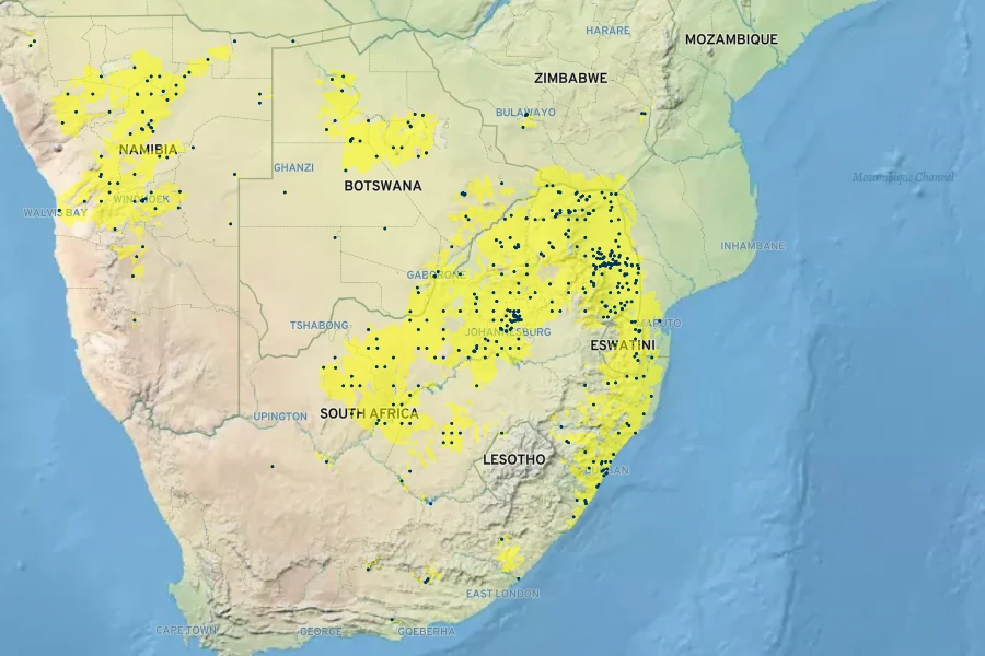 Pavonia burchellii Native Range