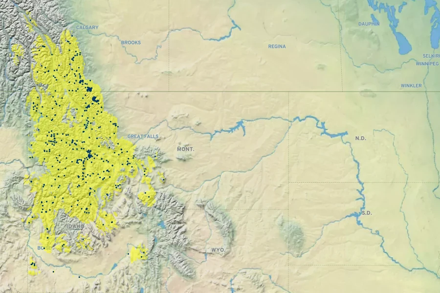 Penstemon albertinus Native Range