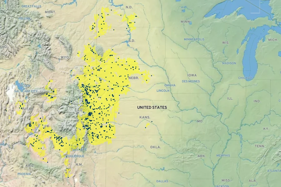 Penstemon angustifolius Native Range