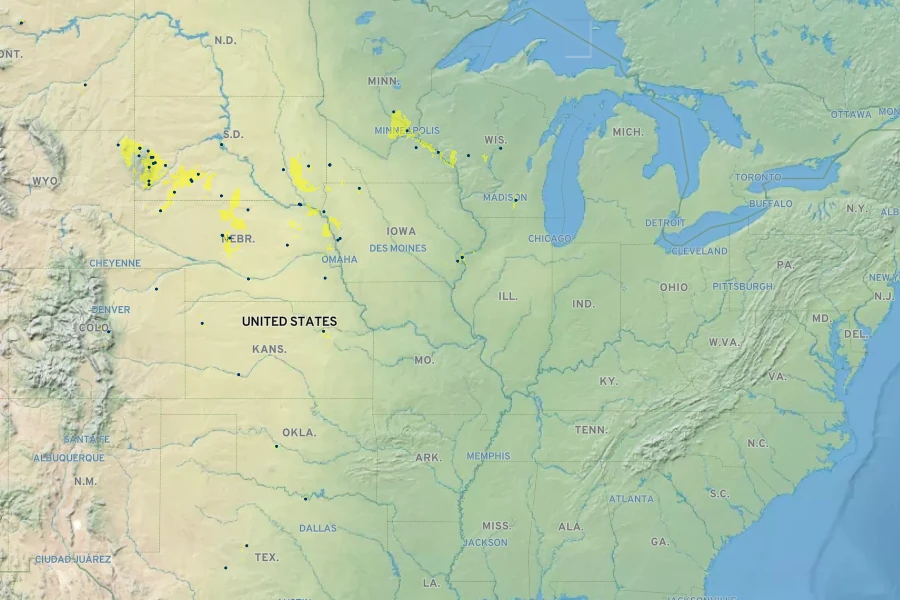 Penstemon bradburyi Native Range