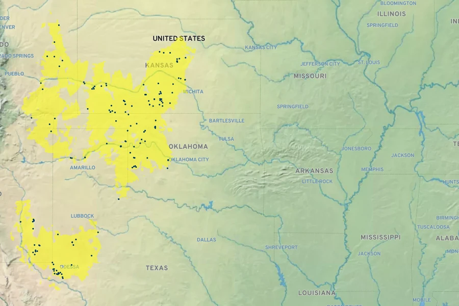 Penstemon buckleyi Native Range
