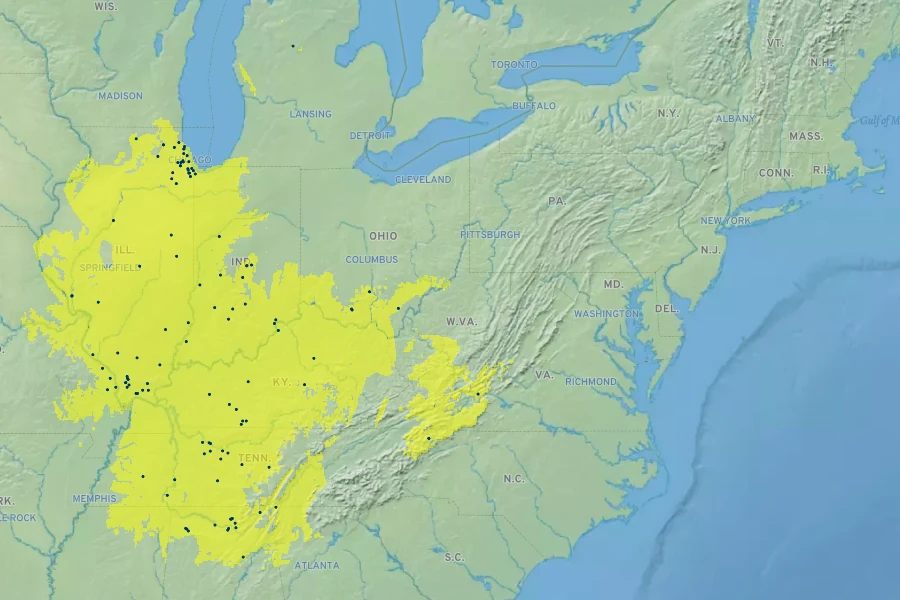 Penstemon calycosus Native Range