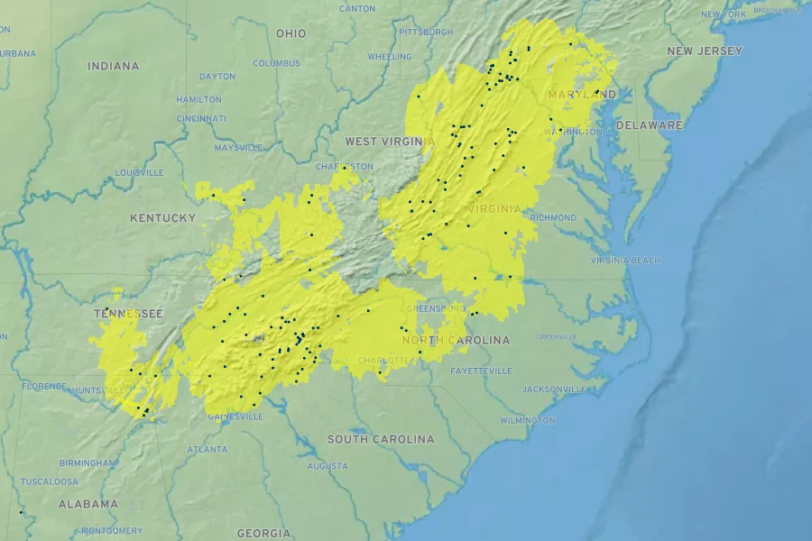 Penstemon canescens Native Range