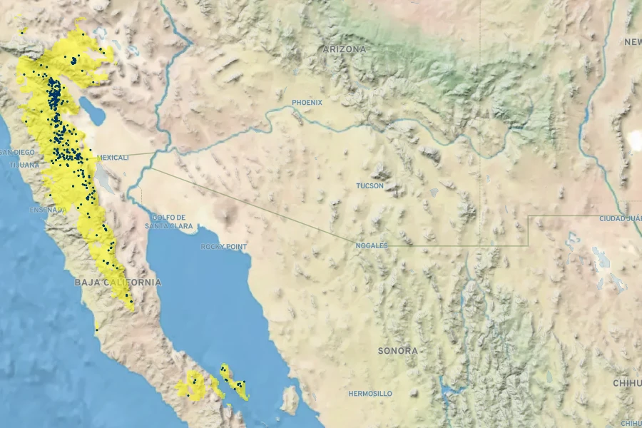 Penstemon clevelandii Native Range