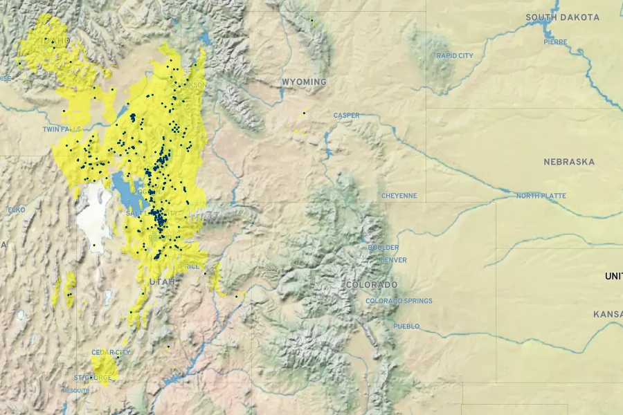Penstemon cyananthus Native Range