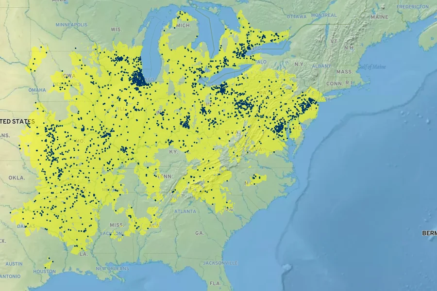 Penstemon digitalis Native Range