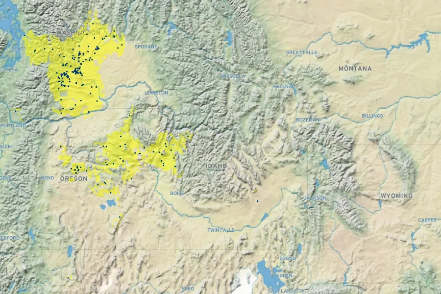 Penstemon gairdneri Native Range