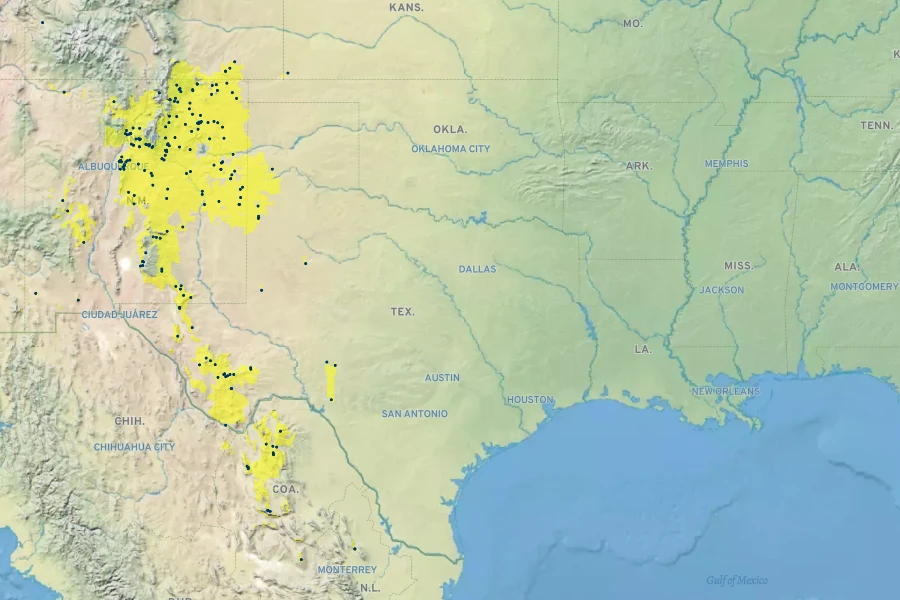 Penstemon jamesii Native Range