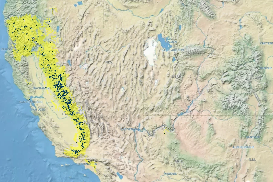 Penstemon laetus Native Range