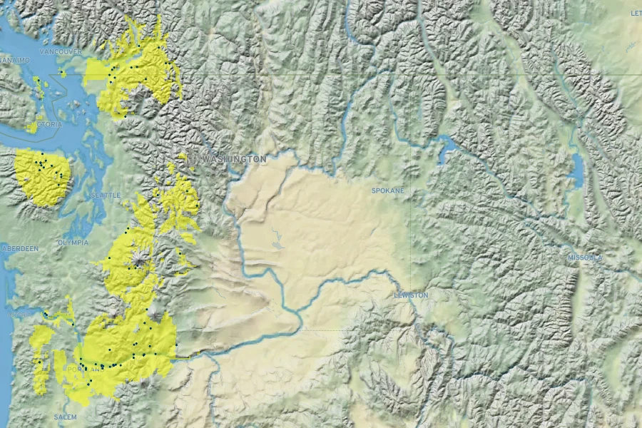 Penstemon ovatus Native Range