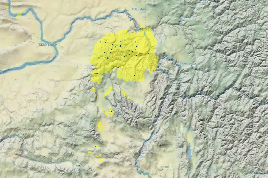 Penstemon pennellianus Native Range