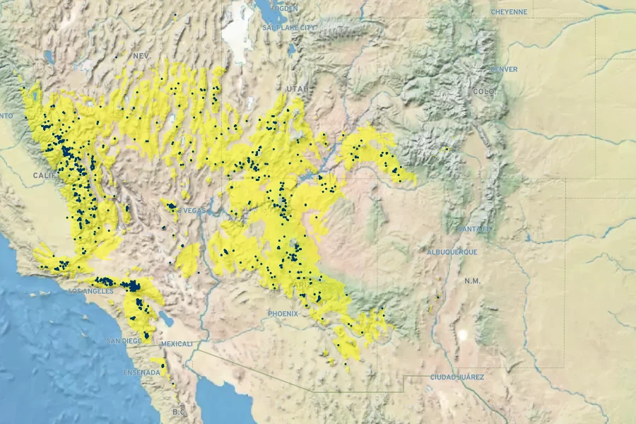 Penstemon rostriflorus Native Range