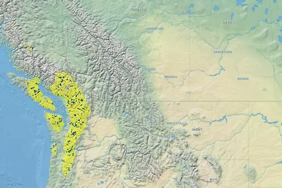Penstemon serrulatus Native Range