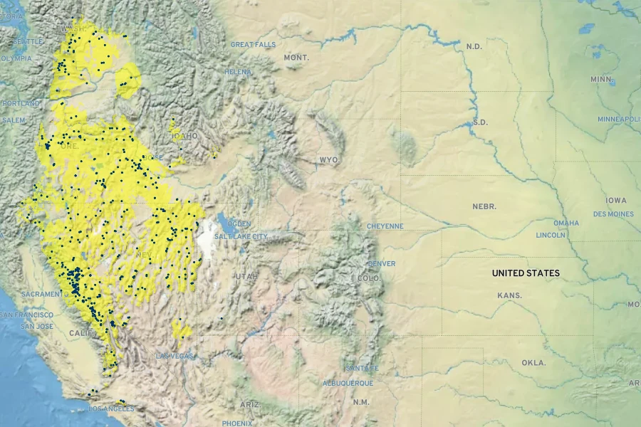 Penstemon speciosus Native Range