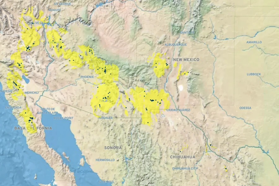 Penstemon thurberi Native Range
