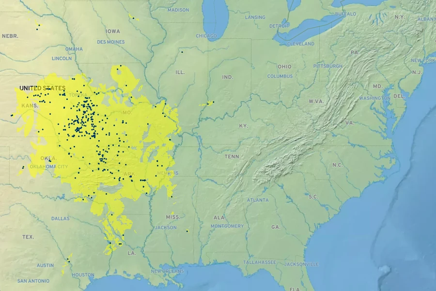 Penstemon tubaeflorus Native Range