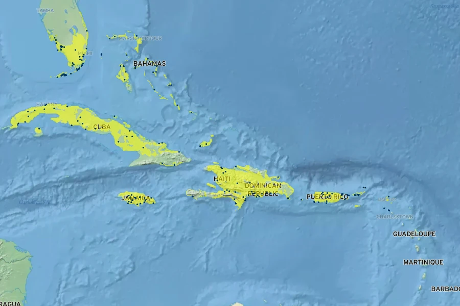 Pentalinon luteum Native Range