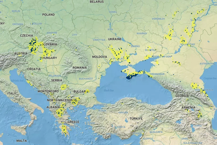 Pentanema oculus-christi Native Range