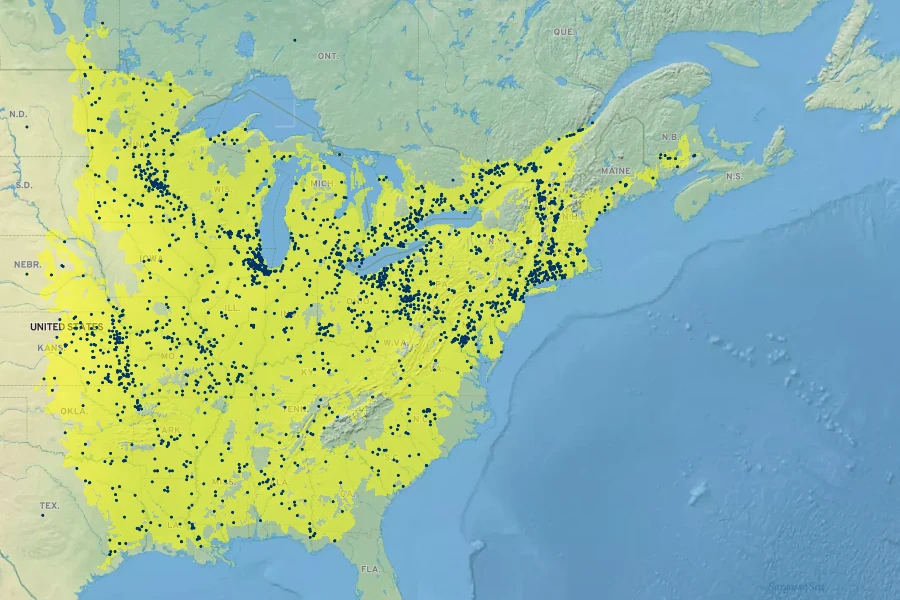 Penthorum sedoides Native Range