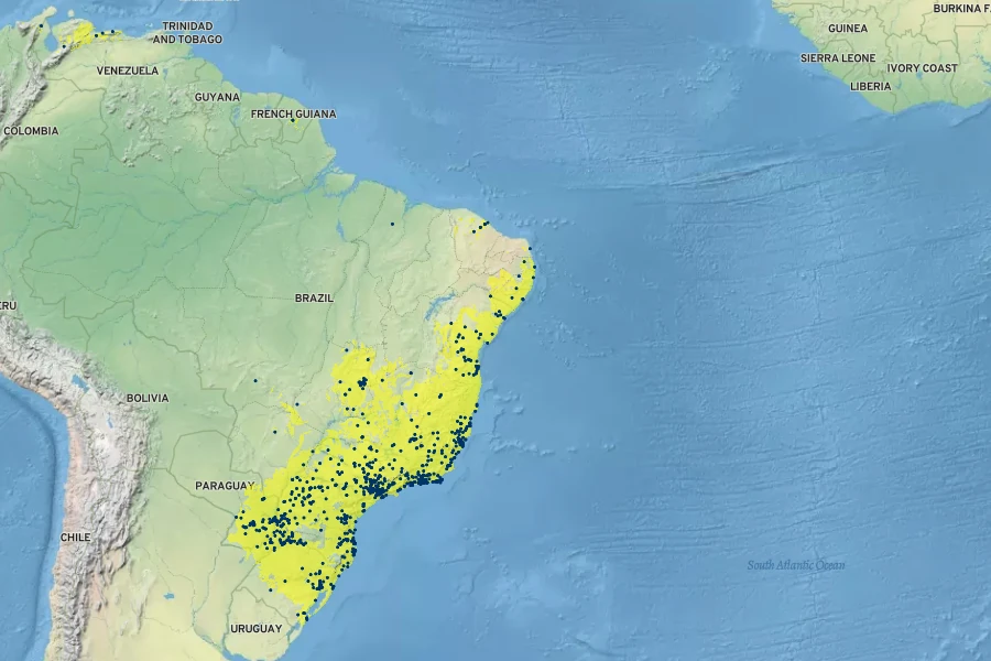 Pereskia aculeata Native Range