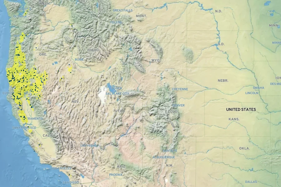 Perideridia oregana Native Range