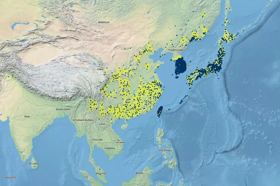 Persicaria longiseta Native Range
