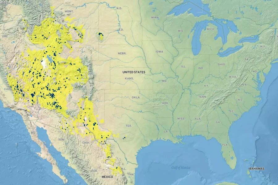 Petrophytum caespitosum Native Range