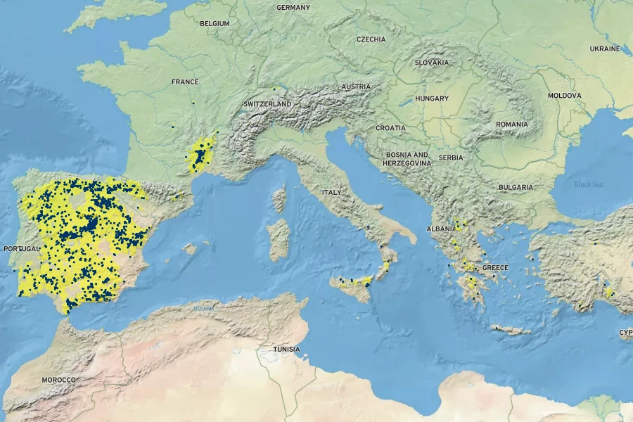 Petrosedum amplexicaule Native Range