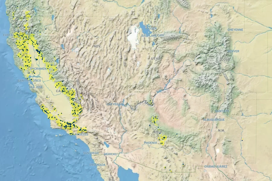 Phacelia egena Native Range
