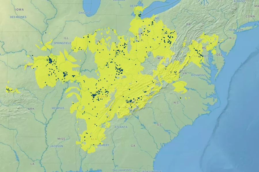 Phacelia purshii Native Range