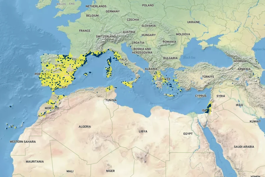 Phalaris aquatica Native Range