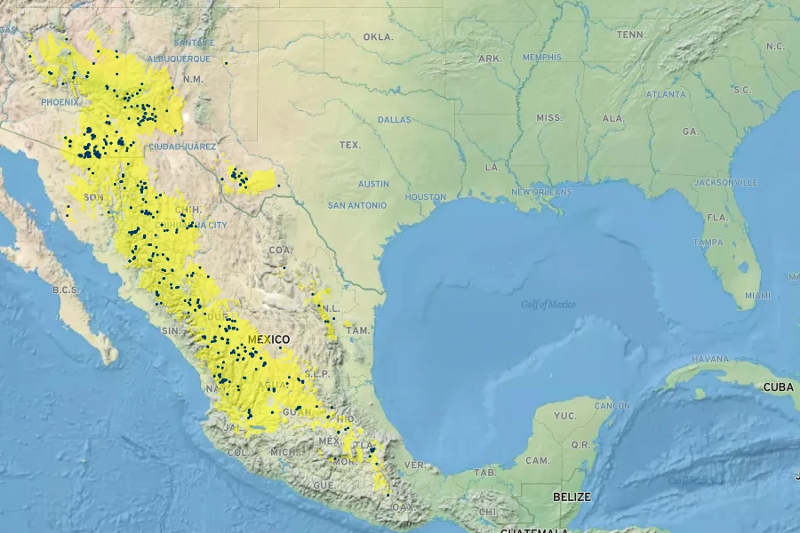 Phaseolus maculatus Native Range