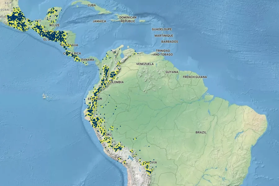Phaseolus vulgaris Native Range