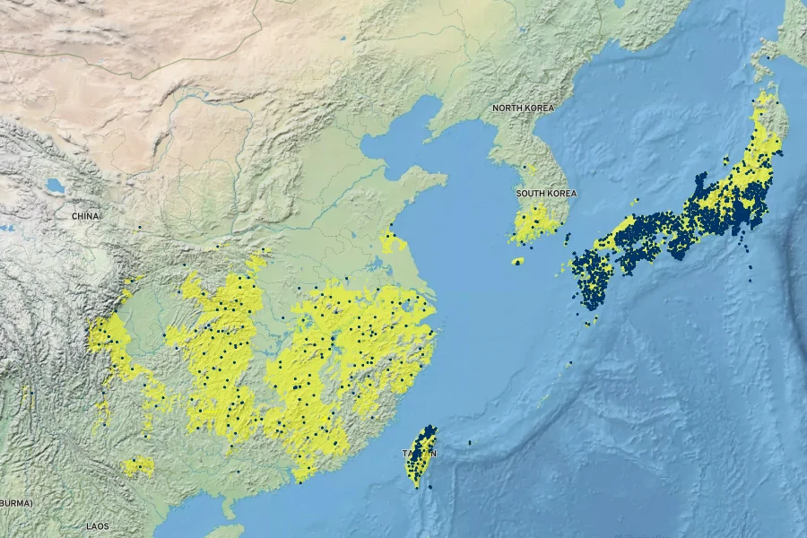 Phegopteris decursivepinnata Native Range