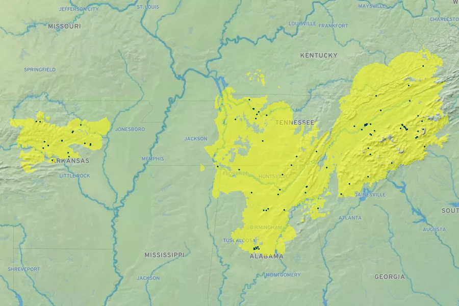 Philadelphus hirsutus Native Range