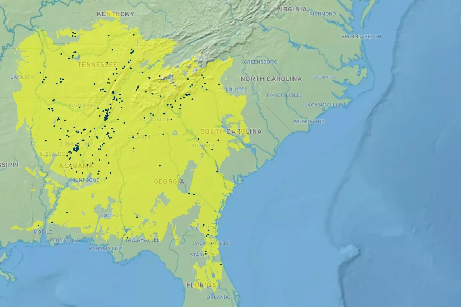 Phlox amoena Native Range