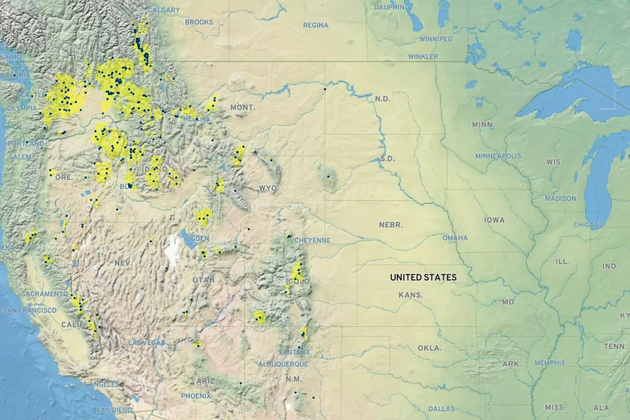 Phlox caespitosa Native Range