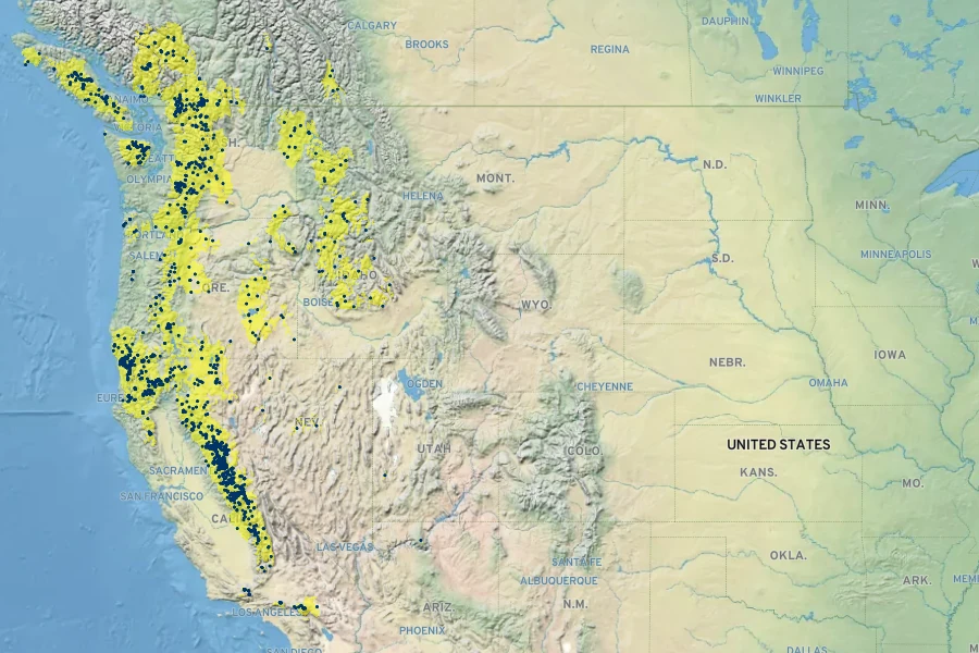 Phlox diffusa Native Range
