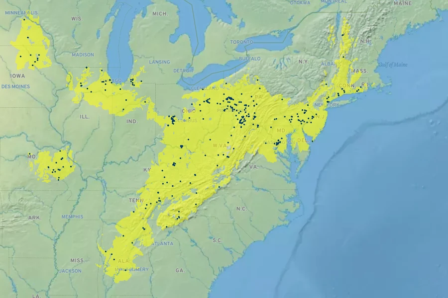 Phlox maculata Native Range