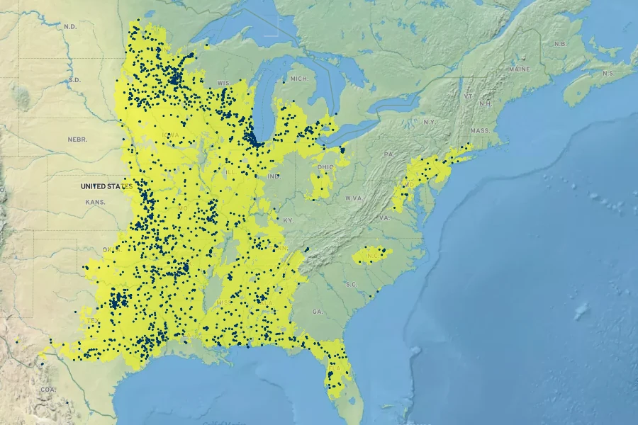 Phlox pilosa Native Range