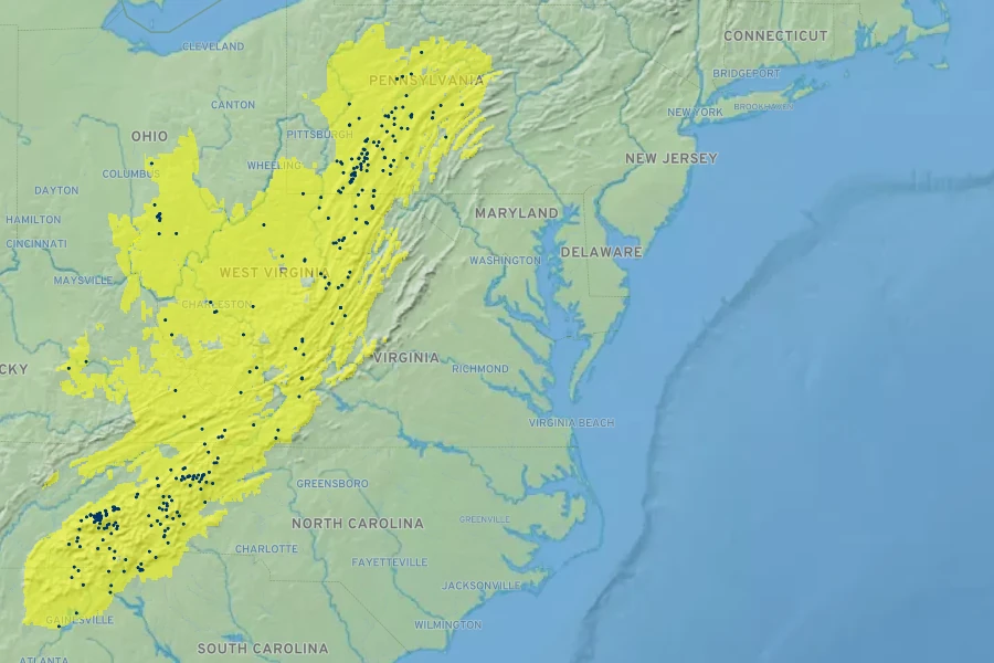 Phlox stolonifera Native Range