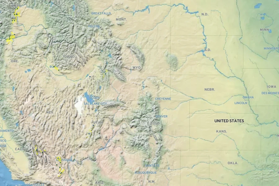 Phlox viridis Native Range