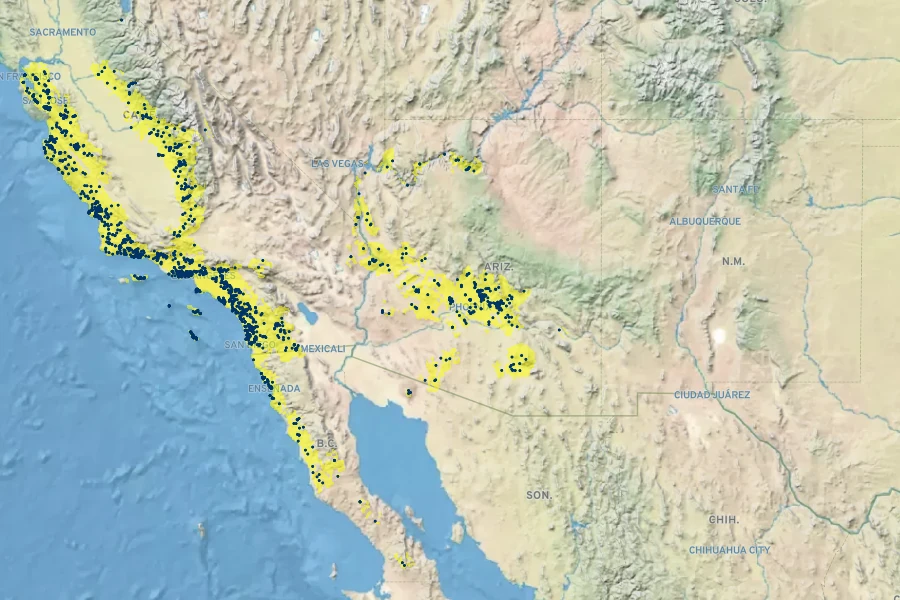 Pholistoma auritum Native Range