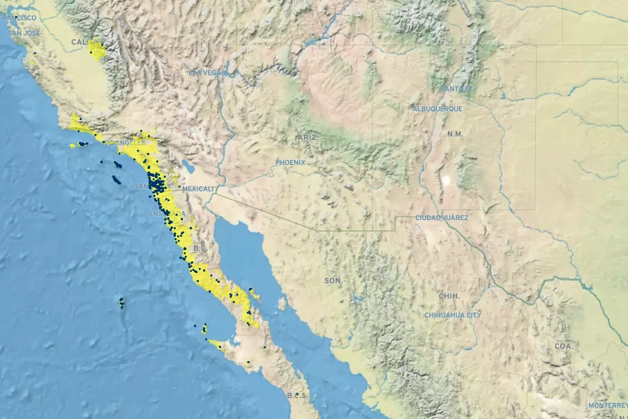Pholistoma racemosum Native Range